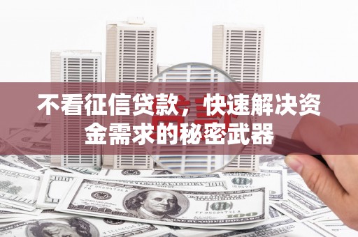 驿城不看征信贷款，快速解决资金需求的秘密武器