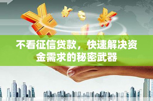 驿城不看征信贷款，快速解决资金需求的秘密武器