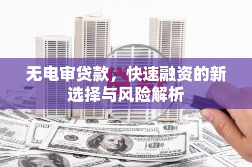 驿城无电审贷款，快速融资的新选择与风险解析