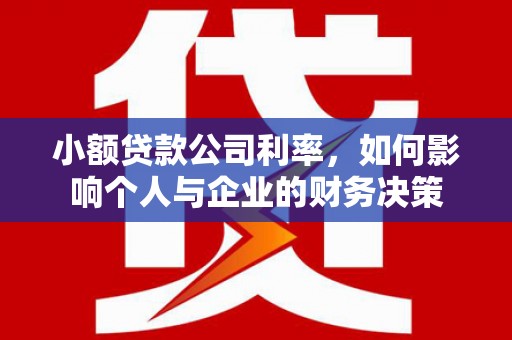驿城小额贷款公司利率，如何影响个人与企业的财务决策