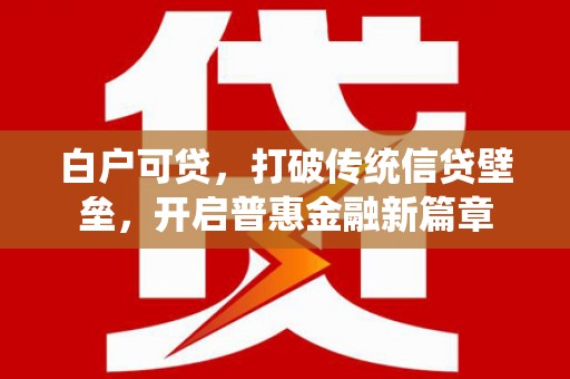 驿城白户可贷，打破传统信贷壁垒，开启普惠金融新篇章